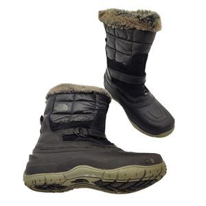 The North Face Snow Boots Winter Waterproof Faux Fur Trim‎ Black Womens Size 7